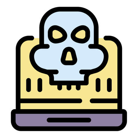 Fraud laptop security icon. Outline fraud laptop security vector icon color flat isolatedのイラスト素材