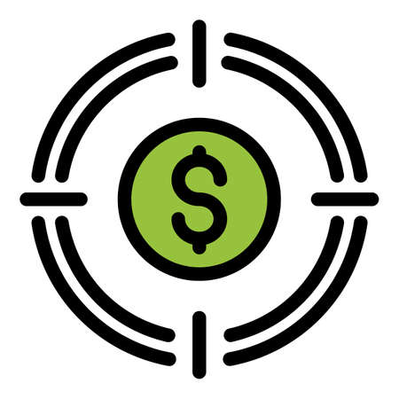 Money target icon. Outline money target vector icon color flat isolatedのイラスト素材