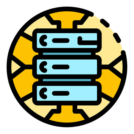 Global server data icon. Outline global server data vector icon color flat isolatedのイラスト素材