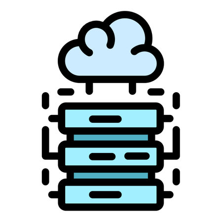 Server data cloud icon. Outline server data cloud vector icon color flat isolatedのイラスト素材