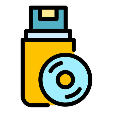 Audio data usb icon. Outline audio data usb vector icon color flat isolatedのイラスト素材