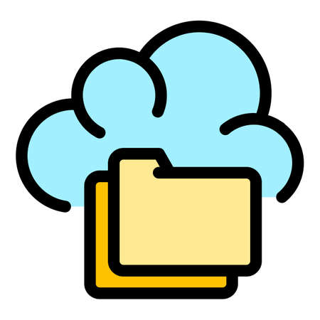 Folder server data icon. Outline folder server data vector icon color flat isolatedのイラスト素材