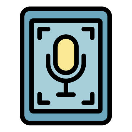 Tablet audio record icon. Outline tablet audio record vector icon color flat isolatedのイラスト素材