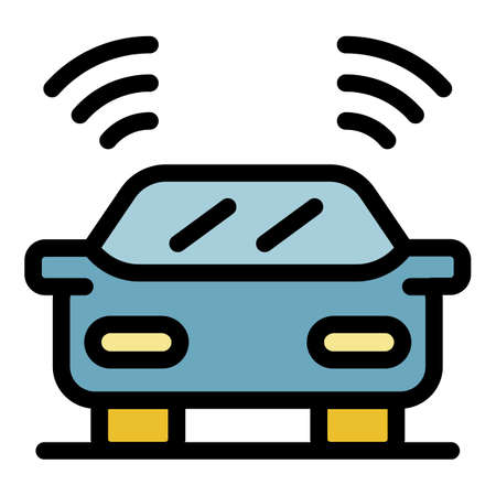 Car driving assistant icon. Outline car driving assistant vector icon color flat isolatedのイラスト素材