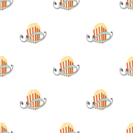 Film and popcorn pattern seamless background texture repeat wallpaper geometric vectorのイラスト素材