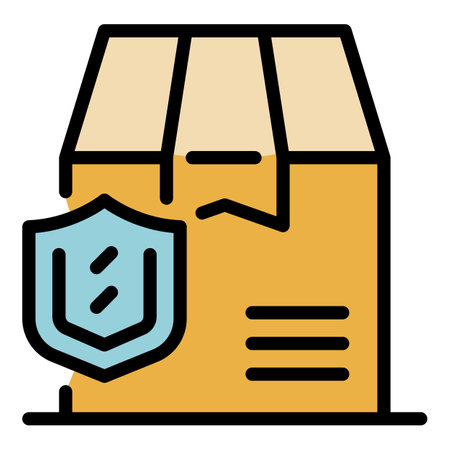Safe box delivery icon. Outline safe box delivery vector icon color flat isolatedのイラスト素材
