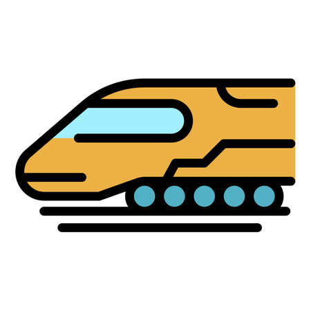 Fast train icon. Outline fast train vector icon color flat isolatedのイラスト素材