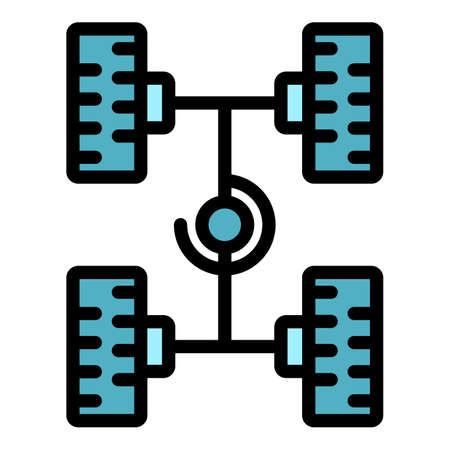 Car suspension icon. Outline car suspension vector icon color flat isolatedのイラスト素材