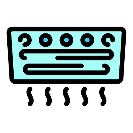 Wall air conditioner icon. Outline wall air conditioner vector icon color flat isolatedのイラスト素材