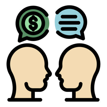 Manager trade conversation icon. Outline manager trade conversation vector icon color flat isolatedのイラスト素材