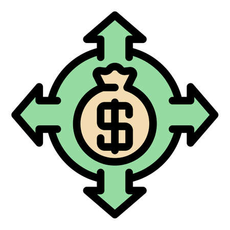 Finance company direction icon. Outline finance company direction vector icon color flat isolatedのイラスト素材