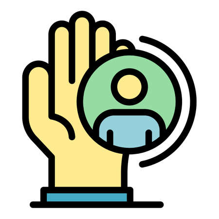 Care man work icon. Outline care man work vector icon color flat isolatedのイラスト素材