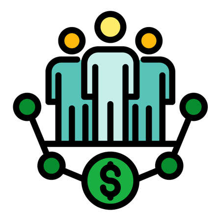 Broker group icon. Outline broker group vector icon color flat isolatedのイラスト素材