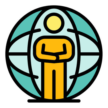 Professional global broker icon. Outline professional global broker vector icon color flat isolatedのイラスト素材