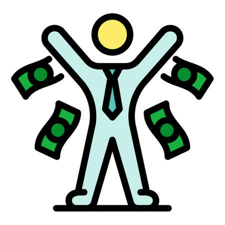 Market broker icon. Outline market broker vector icon color flat isolatedのイラスト素材