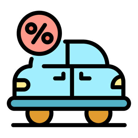 Car leasing icon. Outline car leasing vector icon color flat isolatedのイラスト素材