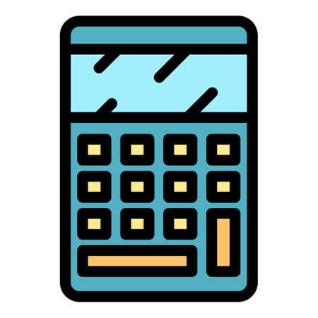 Mathematical calculator icon. Outline mathematical calculator vector icon color flat isolatedのイラスト素材