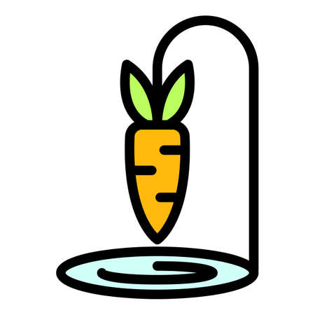 Carrot wire animal trap icon. Outline carrot wire animal trap vector icon color flat isolatedのイラスト素材