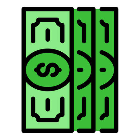 Credit money cash icon. Outline credit money cash vector icon color flat isolatedのイラスト素材