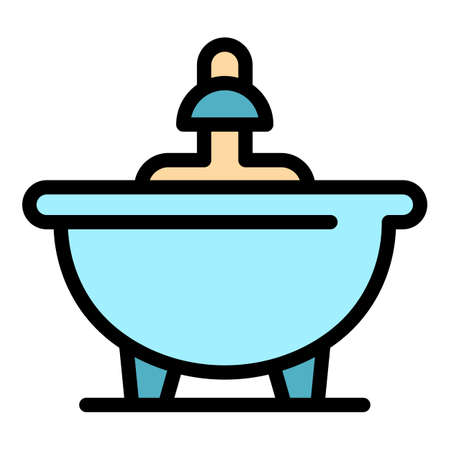 Clean bathtub icon. Outline Clean bathtub vector icon color flat isolatedのイラスト素材