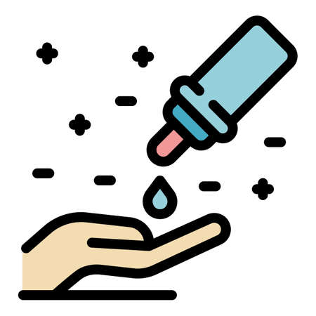 Hand antiseptic icon. Outline hand antiseptic vector icon color flat isolatedのイラスト素材