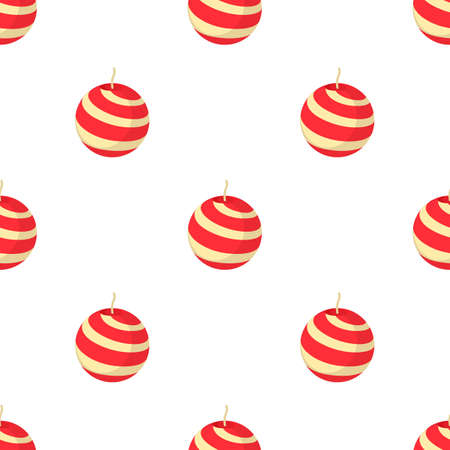 Red and white striped round candle pattern seamless background texture repeat wallpaper geometric vectorのイラスト素材
