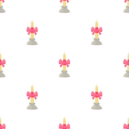White candle with pink bow in candlestick pattern seamless background texture repeat wallpaper geometric vectorのイラスト素材