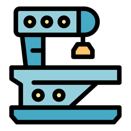 Cnc lathe icon. Outline cnc lathe vector icon color flat isolatedのイラスト素材