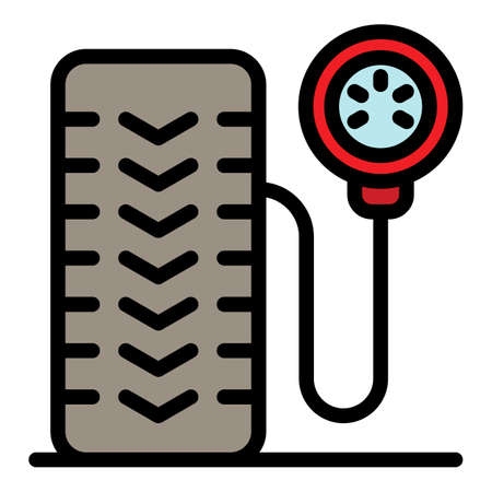 Inflate tire icon. Outline inflate tire vector icon color flat isolatedのイラスト素材