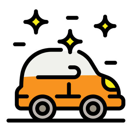 Clean car after washing icon. Outline clean car after washing vector icon color flat isolatedのイラスト素材