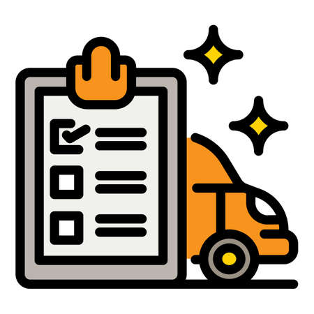 Car repair checklist icon. Outline car repair checklist vector icon color flat isolatedのイラスト素材