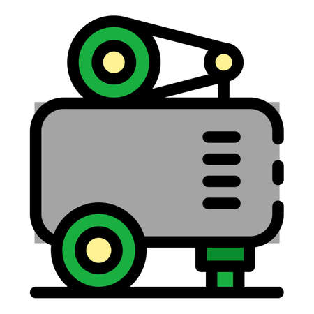 Air compressor unit icon. Outline air compressor unit vector icon color flat isolatedのイラスト素材