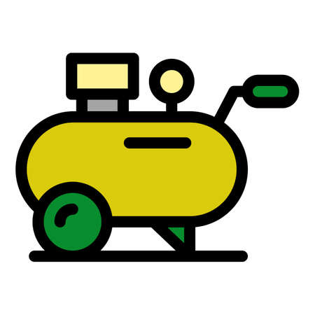 Air compressor cylinder icon. Outline air compressor cylinder vector icon color flat isolatedのイラスト素材