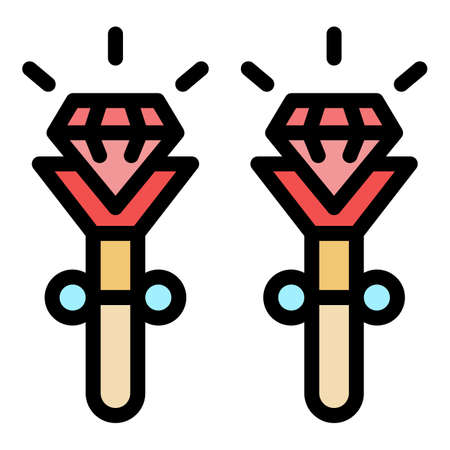 Earrings icon. Outline earrings vector icon color flat isolatedのイラスト素材