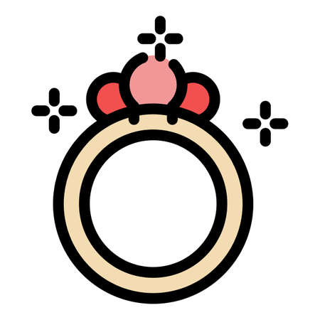 Pearl ring icon. Outline pearl ring vector icon color flat isolatedのイラスト素材