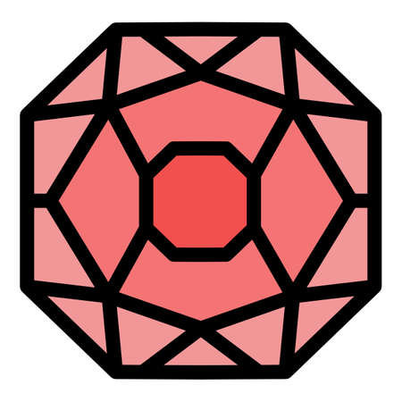 Gemstone jewel icon. Outline gemstone jewel vector icon color flat isolatedのイラスト素材