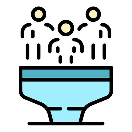 Clients funnel icon. Outline clients funnel vector icon color flat isolatedのイラスト素材