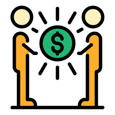 Money agreement icon. Outline money agreement vector icon color flat isolatedのイラスト素材