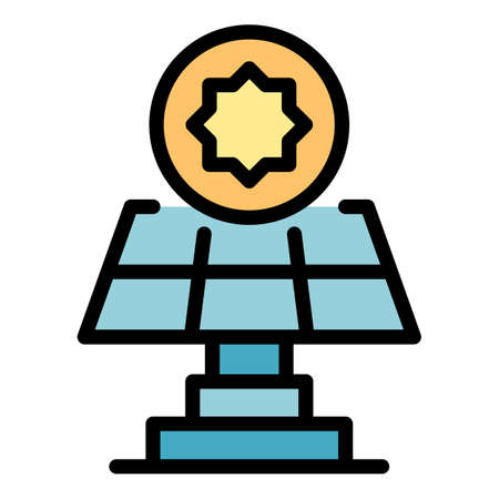 Solar panel icon. Outline solar panel vector icon color flat isolatedのイラスト素材