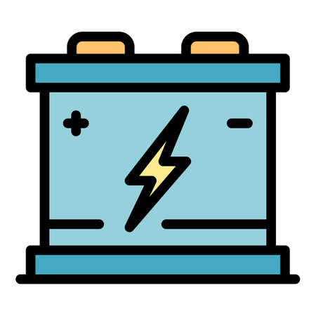 New car battery icon. Outline new car battery vector icon color flat isolatedのイラスト素材
