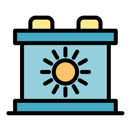 Solar battery icon. Outline solar battery vector icon color flat isolatedのイラスト素材