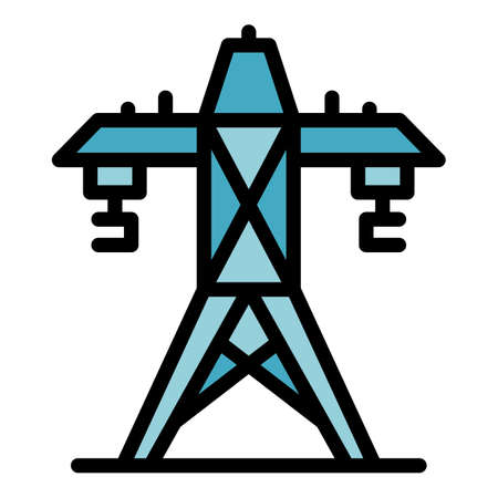Electric tower icon. Outline electric tower vector icon color flat isolatedのイラスト素材