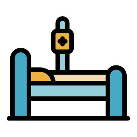 Sport medical bed icon. Outline sport medical bed vector icon color flat isolatedのイラスト素材