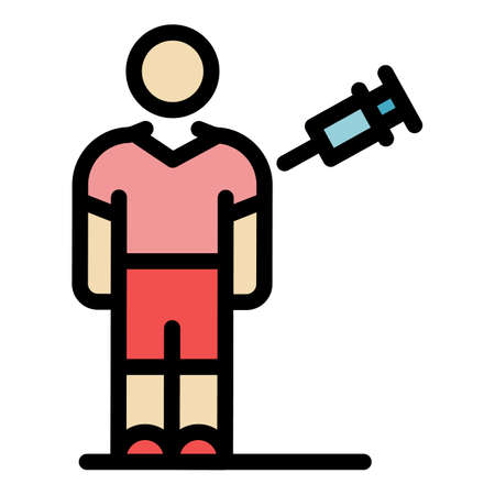 Sport soccer injection icon. Outline sport soccer injection vector icon color flat isolatedのイラスト素材