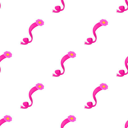 Pink ribbon with flower pattern seamless background texture repeat wallpaper geometric vectorのイラスト素材
