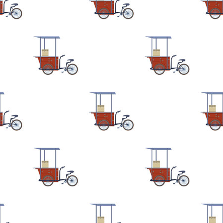 Tricycle trade cart pattern seamless background texture repeat wallpaper geometric vectorのイラスト素材