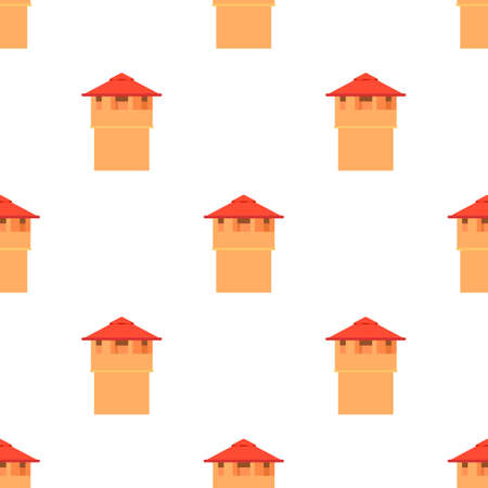 Ancient fort tower pattern seamless background texture repeat wallpaper geometric vectorのイラスト素材