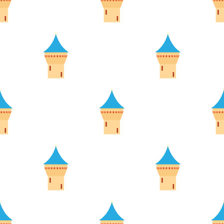 Castle tower with blue pointed dome pattern seamless background texture repeat wallpaper geometric vectorのイラスト素材