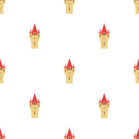 Castle tower with red pointed domes pattern seamless background texture repeat wallpaper geometric vectorのイラスト素材