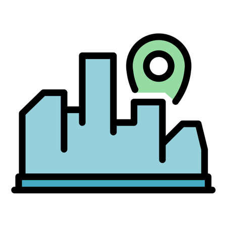 City car travel location icon. Outline city car travel location vector icon color flat isolatedのイラスト素材